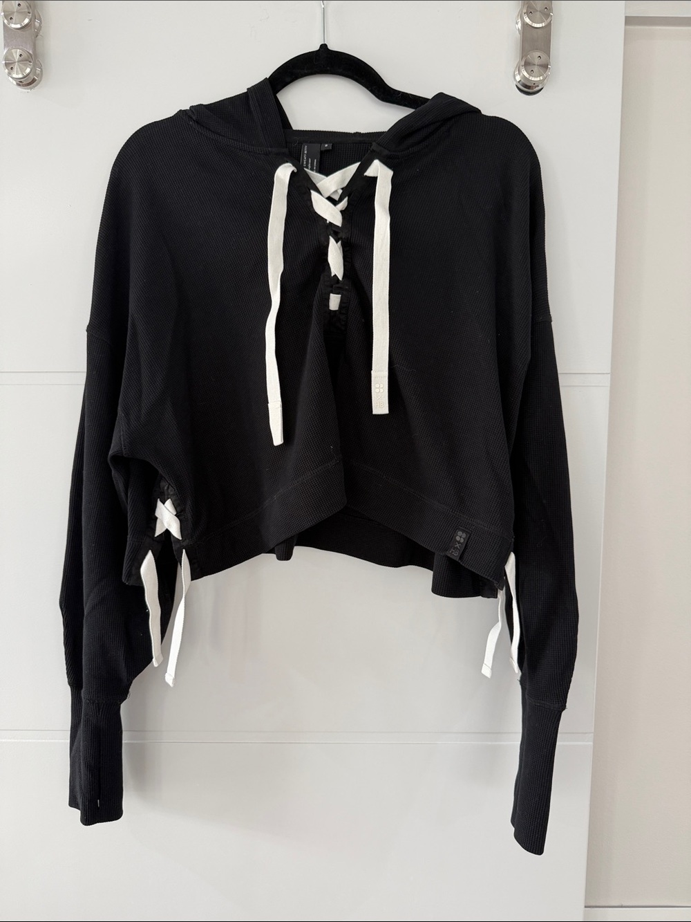 Sweaty Betty Black Hoodie with White Drawstrings